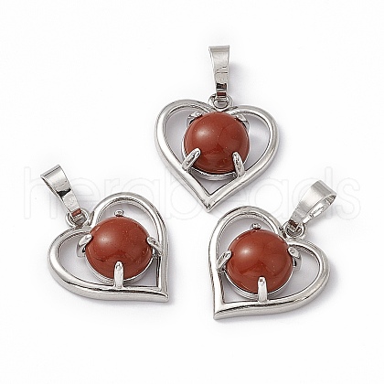Natural Red Jasper Pendants G-P484-04P-07-1