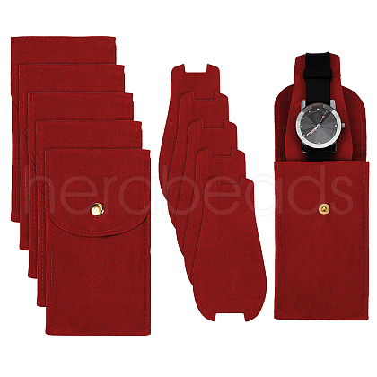 Rectangle Velvet Single Watch Storage Bag with Flip Cover ABAG-WH0038-59-1