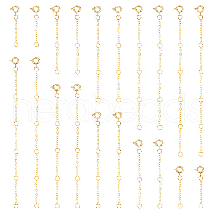 GOMAKERER 20Pcs 5 Style Brass Cable Chain Extender KK-GO0001-55-1
