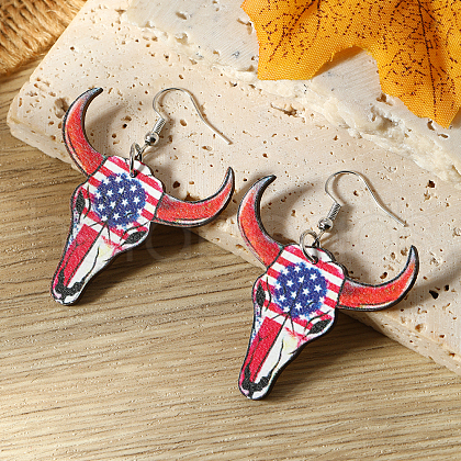 American Flag Independence Day Wood Dangle Earrings and Accessories PL5125-3-1