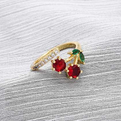 Brass Micro Pave Cubic Zirconia Finger Rings for Women RJEW-U057-13G-02-1