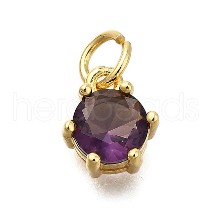 Brass Pave Cubic Zirconia Pendants KK-V002-23G-05-1