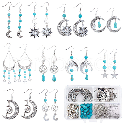 SUNNYCLUE DIY Moon and Star Earring Making Kit DIY-SC0020-19-1