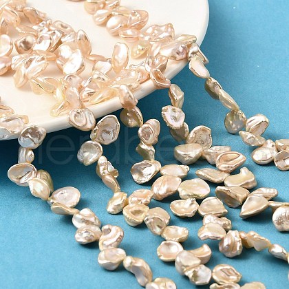 Natural Baroque Keshi Pearl Beads Strands PEAR-B004-07A-01A-1