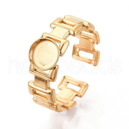 Rectangle 304 Stainless Steel Cuff Ring Components STAS-T066-01G-1