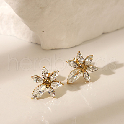 304 Stainless Steel Micro Pave Glass Cubic Zirconia Stud Earring for Women EJEW-K302-06G-1