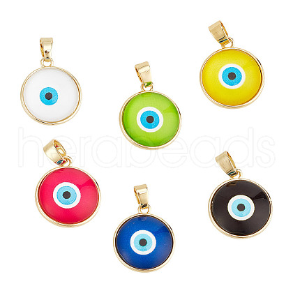 DELORIGIN 6Pcs 6 Colors Glass Pendants KK-DR0001-11-1