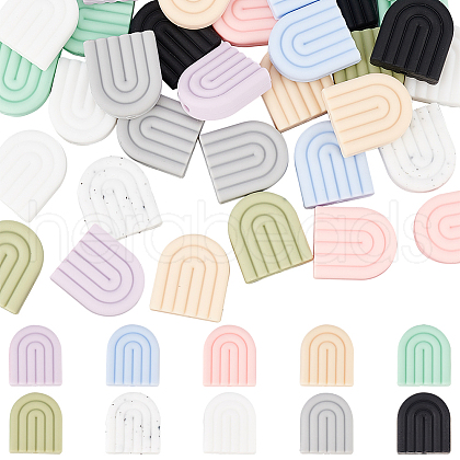DICOSMETIC 40Pcs 10 Colors Food Grade Eco-Friendly Silicone Focal Beads SIL-DC0001-06-1