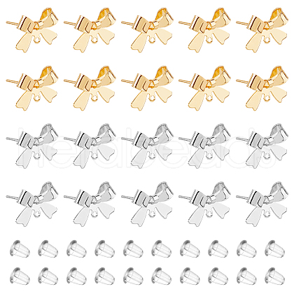 SUPERFINDINGS 20Pcs 2 Colors Brass Stud Earring Findings KK-FH0007-15-1