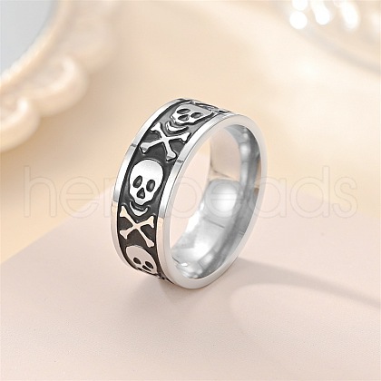 Retro 304 Stainless Steel Enamel Finger Rings for Men FS-WG366A7-03-1