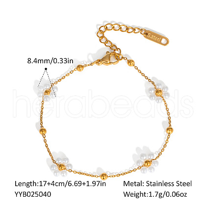 Stainless Steel Woven Flower Link Chain Bracelets for Women AC0915-3-1