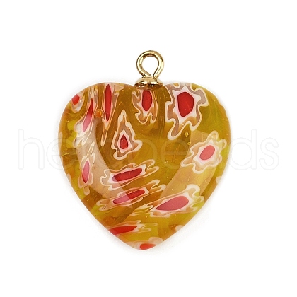 Handmade Millefiori Lampwork Heart Pendants LAMP-L080-01P-02-1