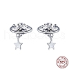 Rhodium Plated 925 Sterling Silver Micro Pave Cubic Zirconia Ear Studs for Women EJEW-P231-97P-4