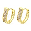 Brass Clear Cubic Zirconia Hoop Earrings EJEW-M047-16G-4