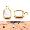304 Stainless Steel Pave Natural Shell Rectangle Charms STAS-N112-09G-3