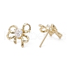 Bowknot Brass Stud Earrings EJEW-M245-04G-2