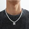 PVC Initial Pendant Plastic Pearl Round Beaded Necklaces for Women Men FS-WGA2226-21-1