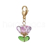 Glass Flower Pendant Decorations HJEW-MZ00206-01-2