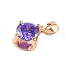 Brass Micro Pave Cubic Zirconia Pendants KK-E795-29KCG-01-3