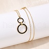304 Stainless Steel Jet Rhinestone Double Rings Pendant Necklaces NJEW-V001-04G-2