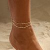Brass Double Layer Dapped Chain Anklets for Women FS-WGB1635-01-2
