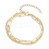 Brass Paperclip Chains & Curb Chains Double-layer Bracelets for Women BJEW-JB11815-2