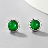 Vintage S925 Sterling Silver Cubic Zirconia Flat Round Stud Earrings XK7625-1-3