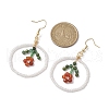 Flower Glass Seed Beads Dangle Earrings EJEW-MZ00148-02-3