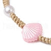 Adjustable ABS Plastic Imitation Pearl Beaded Braided Bead Bracelets for Women BJEW-JB11871-01-3