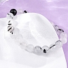 Natural Tourmalinated Quartz Round Beaded Stretch Bracelets for Men Women BJEW-G743-01C-3