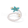 3Pcs 3 Colors Synthetic Turquoise Cuff Rings RJEW-JR00902-5