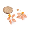 Natural Pearl & Glass Seed Braided Beaded Flower Stud Earrings EJEW-MZ00021-4