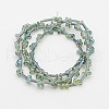 2 Hole Electroplate Glass Oval Bead Strands EGLA-J074-FR02-2