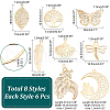 HOBBIESAY 48Pcs 8 Style Rack Plating 201 & 304 Stainless Steel Filigree Pendants STAS-HY0001-33-2