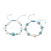 2Pcs Dyed Synthetic Turquoise & Magnesite Bead Braided Bead Bracelets for Women BJEW-JB11532-2