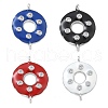 Rack Plating Brass Clear Cubic Zirconia Donut Connector Charms KK-A234-030P-01-1