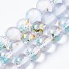 Frosted Spray Painted Glass Beads Strands X-GLAA-N035-03C-C07-1