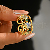 Brass Micro Pave Cubic Zirconia Cuff Rings for Women BT9410-4