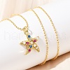 Brass Pave Cubic Zirconia and Plastic Beads Pendant Necklaces NJEW-Q041-01G-5
