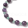 Natural Green Aventurine & Amethyst Round Beaded Stretch Bracelets for Women BJEW-JB11928-01-3