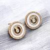 Flat Round Brass Micro Pave Cubic Zirconia Stud Earrings KK-D363-15G-4