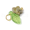 10Pcs Natural Unakite Flower Charms PALLOY-JF03765-07-5