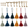 GOMAKERER 24Pcs 12 Colors Polycotton Tassel Pendants Hanging with Tibetan style Alloy Pendant FIND-GO0002-85-1