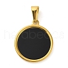 Resin Flat Round Pendants STAS-R229-13B-G-1