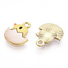 Printed Light Gold Tone Alloy Pendants ENAM-N056-204D-1