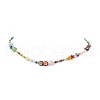 Natural Pearl & Millefiori & Seed Glass Beaded Necklace for Women NJEW-JN04160-4