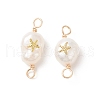 Grade AA Natural Cultured Freshwater Pearl Connector Charms with Golden Tone Alloy Slices PALLOY-JF01996-01-1
