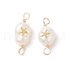 Grade AA Natural Cultured Freshwater Pearl Connector Charms with Golden Tone Alloy Slices PALLOY-JF01996-01-1