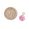 Dyed Natural Shell & Brass Round Beaded Flower Pendants PALLOY-JF03462-2