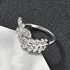 Brass Micro Pave Cubic Zirconia Cuff Rings for Women RJEW-D322-05P-3